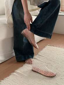 XIXITIAO 1 Đôi dép sandal lưới hở mũi thời trang thoải mái, giày bệt hở mũi, giày sandal thiết kế độc đáo, giày lười lưới đế mềm chống trượt, trang phục ngoài trời/nghỉ dưỡng - Trong suốt - Xem 7