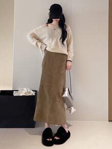2025女式新款厚底毛绒拖鞋户外穿厚底一脚蹬拖鞋仙女风休闲增高室内居家拖鞋适合春秋冬 - 黑色 - 查看 5