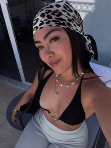 1件装 女士 2026 经典豹纹 70*70cm 缎面头巾 防晒 多功能头巾 日常休闲 - 彩色 - 查看 3