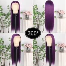 13X6 Platinum White Synthetic Lace Front Wigs 28 Inch Pre Plucked Long Straight Hair Wigs Glueless White Wigs Heat Resistant Fiber Hair Natural Halloween Wigs Platinum Blonde Lace Front Wigs For Women For Daily Christmas Party Cosplay Use - 紫色 - 查看 7