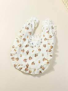 6 Stücke Neugeborenen Beige Niedliche Bedruckte Baby Lätzchen Set, geeignet für den täglichen Gebrauch in allen Jahreszeiten