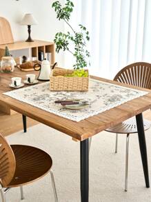 1 Stück schwarze Tischdecke mit Blume Muster, amerikanischer Landhausstil mit Spitzenrand, vielseitig einsetzbar für Esstisch, Küche, täglichen Gebrauch, Feste, Partys, Abendessen, Mikrowelle, Heimdekoration, für alle Jahreszeiten