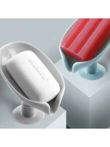 6 pezzi/4 pezzi/2 pezzi/1 pezzo Portasaponetta a forma di foglia con drenaggio, vassoio portasaponetta con ventosa per accessori da bagno, contenitore per sapone, organizzazione e arredo bagno (grigio, verde) Decorazione autunnale per la casa, Ritorno a scuola