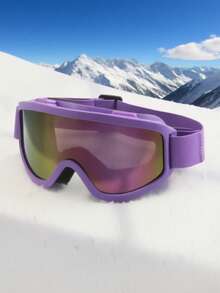 Cool Oversized Versatile Ski Goggles, Unisex Outdoor Skiing & Mountaineering Protective Eyewear - Purple Frame Purple Film - View 12