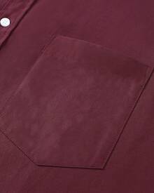 Men's Short Sleeve Oxford Shirt Regular Fit Button Down Collar Shirts With Pocket-20256688 - 酒紅色 - 查看 8