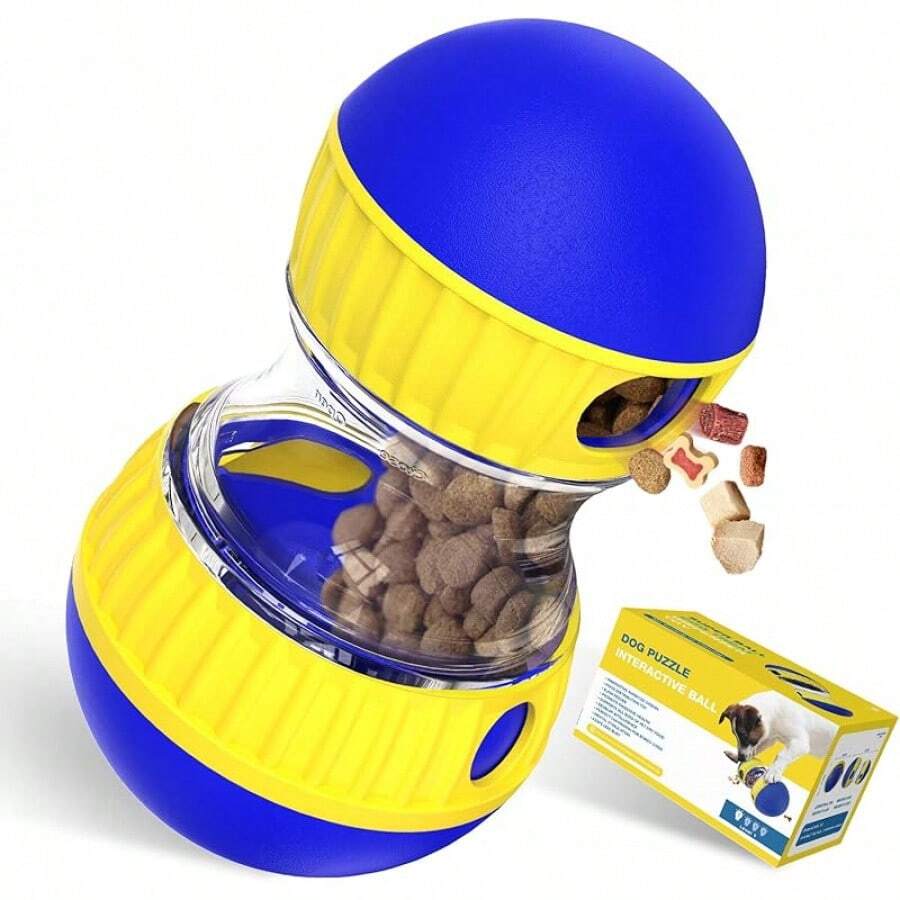 Dog Food Puzzle Toy Adjustable Treat Dispensing Food Dispenser Slow Feeder Bowls Puppy Enrichment Toy Ball Dog Interactive Chase Training Toys For Small Medium Large Dogs 7UVT - Blue - View 1