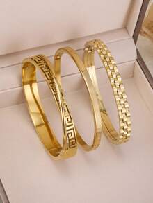 Vòng tay xếp chồng bằng thép không gỉ mạ vàng 18K có thiết kế dây xích và cỏ ba lá, phong cách thời trang dành cho nữ, thích hợp cho trang phục thường ngày, tiệc tùng, ngày lễ, sinh nhật, đám cưới, quà tặng ngày lễ tình nhân, mẹ, mẹ, ngày của mẹ, quà tặng - mô hình Huizi - Xem 8