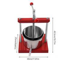 TFCFL Cheese Tincture Herb Fruit Wine Manual Press - 1.6Gallon Stainless Steel Barrels Press Machine For Juice, Vegetable,Wine,Olive Oil - Silver+Red - View 2