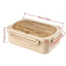 Leak-Proof Bento Box, 40.58 Oz Adult Bento Box With Tableware, Microwaveable, 3-Grid Partition, Green Lunch Container, Suitable For School, Work And Outdoor Dining, Outdoor Bento Box | Zoned Bento Box - Khaki - View 3