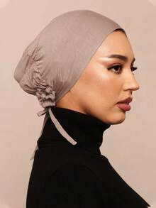 1pc Women's Solid Color Modal Headband With Adjustable Drawstring, Suitable For Daily Wear