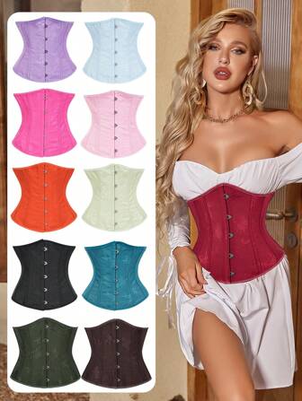 Women's Lace-Up Underbust Waist Training Corset Top, Suitable For New Year Party, Valentine's Day, Holiday, St. Patrick's Day, Halloween Costume