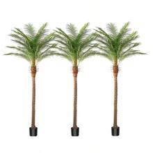 Faux Plant Artificial Palm Tree In Pot 7 8 9 FT UV Resistant Outdoor Large Fake Tropical Date Palm Plants With Realistic Trunk And Leaves Indoor Outdoor Decorative Artificial Trees For Pool Garden Christmas - Green - View 2
