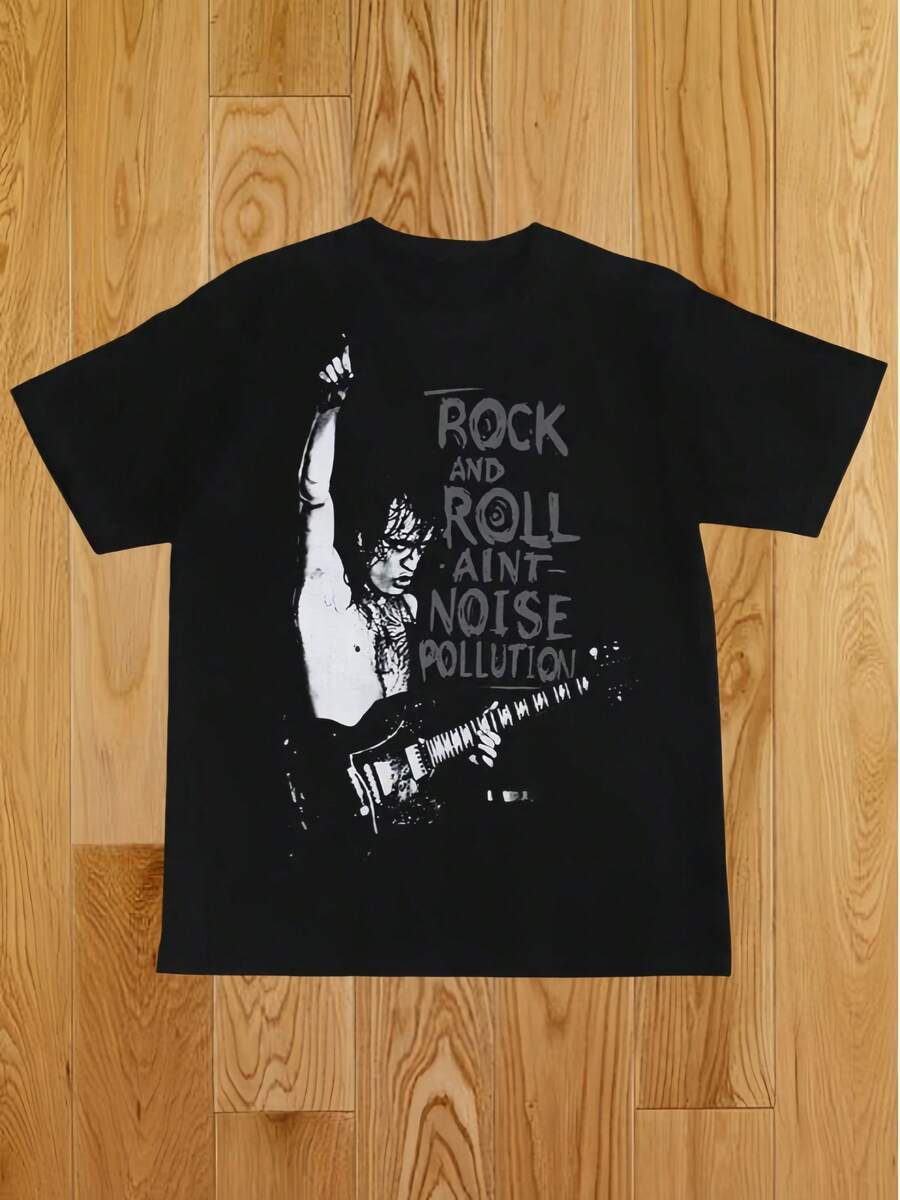 Fashion Classic AC Print T-Shirt DC Men Women Cotton Hip Hop Oversized Tshirt Short Sleeve T Shirt Streetwear Top Tee For Fans Gift - 黑色 - 查看 1
