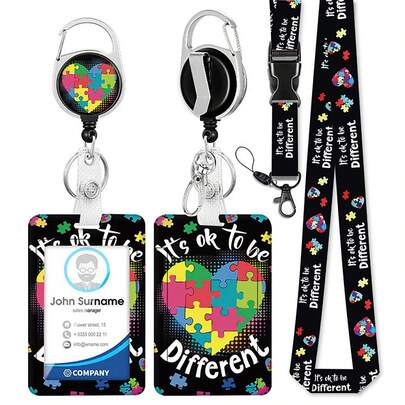 Portador de credencial con cordón de ruptura, son excelentes cordones para credenciales de identificación con carrete retráctil y soporte para tarjeta, clips de credencial lindos para regalos de enfermera, maestro y oficina