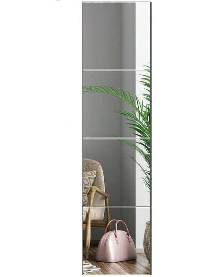 Espejos De Cuerpo Completo BOMINICA - Azulejos de espejo de pared de longitud completa, 12 x 12 pulgadas x 4 piezas de espejo de vidrio montado en la pared, espejo decorativo de cuerpo completo para el gimnasio en casa