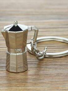 1 قطعة سلسلة مفاتيح إبداعية من سبيكة الزنك على شكل إبريق قهوة صغير، مناسبة للاستخدام اليومي وكهدايا أعياد الميلاد والأعياد، تعليقات للحقائب والسيارات والأصدقاء والأخوات والمعلمين