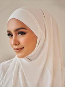 1pc Instant Hijab Muslim Instant Khimar, Soft, Comfortable, Breathable, Skin-Friendly Crystal Linen Fabric, Forehead Strap Design For Secure Fit, Multiple Wearing Styles, Suitable For Daily Life, Worship, Gathering, Prayer, Pilgrimage