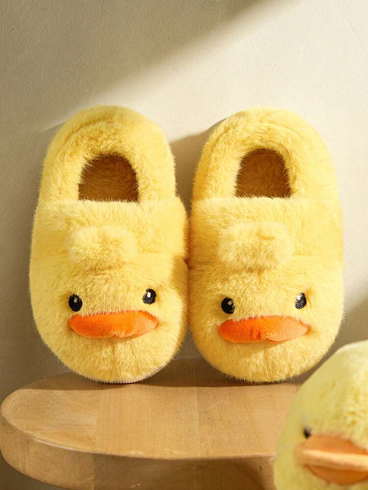 Novos Chinelos Quentes de Pato Cartoon para Crianças, Chinelos Macios Antiderrapantes para Bebês, Adequados para Outono/Inverno - Amarelo - Visão 7
