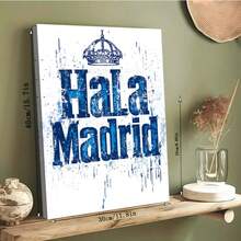 2Dflat, 1pcs, Vintage Hala Madrid Canvas Wall Art - Wooden Frame Wrapped Canvas Prints And Posters, Blue & White Splatter Design, Home Decor For Living Room, The Perfect Gift For Real Madrid Fans. Bedroom Decor And Accessories, Bathroom Decor And Accessories, Kitchen Decor And Accessories, Office Decor And Accessories, Vintage Christmas Decorations For Home, Christmas Gifts, Decoracion De Navidad 2025, Christmas Ornaments, Halloween Decorations, Dia De Los Muertos, Diwali Decoration Home, Birthday Decorations, Thanksgiving Decorations, Wedding Decorations, Holiday Decor, Wall Decor. Very Suitable For Room Decors And Home Decors. Ready-To-Hang. - 彩色 - 查看 5