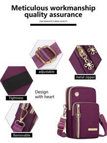 迷你手机袋、腕带包、多口袋小钱包、女士钱包、时尚拉链钱包、女士休闲手拿包、多功能手机包、腕带包、小型女士斜挎包、多拉链金属装饰手机单肩包、便携手提包、臂包 - 彩色 - 查看 2