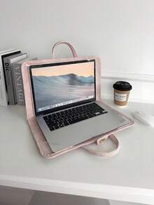 Laptop Protective Case Made Of Pink Pu Material Is Suitable For 15.6/16 Inch Laptops It Can Be Opened And Closed Immediately And The Handbag Can Be Easily Removed,Leather Laptop Sleeve Case HandBag,Soft PU Leather Laptop Case, Leather Laptop Case Water-Resistant Briefcase ,Laptop Sleeve Case With Handle Minimalist PU Protective Bag For Notebook Portable Travel Tote For Business Office College Stylish Accessory For Teachers And Professionals - 彩色 - 查看 6
