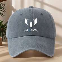 MESSI Personalized Print Baseball Cap Classic Washed Retro Hat High-Quality Unisex Soft Comfortable Sweat-Absorbing Breathable Duckbill Cap Outdoor Casual Sports Hat Spring Summer Fashion Adjustable Sun Hat - 灰色的 - 查看 11