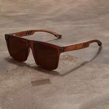 Ultra-Light Unisex Glasses - Retro Walnut Style Frame, Fashionable Glasses Without Prescription With Case, Suitable For Daily And Formal Occasions - Perfect Gift For Valentine's Day And Father's Day - Wide Frame (>139mm), Casual Wear, Fashionable Design, Durable Material, Polarized Lenses, Unisex Accessories - 棕色 - 查看 11