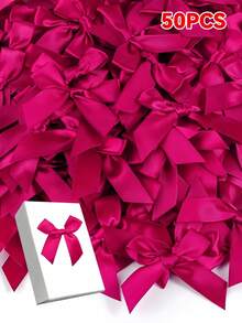 50pcs/Pack Silk Satin Ribbon Bows, For Gift Wrapping Decoration, Making Hair Clips & Headbands, Gift Packaging, Gift Baskets, Birthday Packages, Holiday Decor, Office Decor, Wreaths, Weddings, Bridal Showers, Parties - Multicolor - View 26