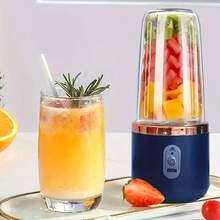 1pc Portable USB Rechargeable Blender - 1500mAh Digital Display, Stainless Steel & Plastic Material, Includes Water Bottle For Smoothies, Ice Cubes, Fresh Juice - Compact For Travel, Home, Office Use, Portable Smoothie Blender, On-The-Go Nutrition, Compact Juicer, Durable Kitchen Gadget - Multicolor - View 7