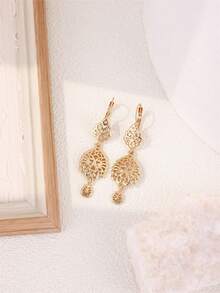 3pcs 24K Gold Plated Algerian Women Jewelry Set, Earrings, Bracelet, Brooch, Palace Vintage Style, Exquisite Hollow Design, Bridal Wedding Party Accessories, Women Gift, Clothing Decoration