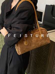 1 件复古绒面革保龄球包，拉链开合，适合日常外出、约会、通勤