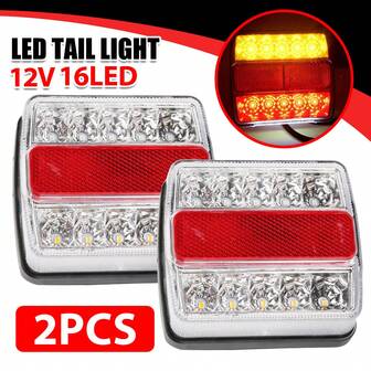 Pair 16 LED Trailer Tail Lights Stop Tail Lights Kit Submersible Boat Truck Lamp