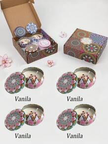 4/1 Scented Candle Set With Colorful Box, Multiple Scent Combinations, Pleasant & Rich Fragrance, Smokeless, Long Burning Time - Christmas Gift Ideal For Family & Friends,Christmas Candle,Gift Sets For Women For Wedding, Birthday, Festivals, Wedding Souvenirs,Aromatherapy Candles For Home,Candle Present For Men And Women, For Birthday Christmas Day Yoga Bath, Valentine's Day Gift, Home, Hotel Decoration, Retro Pattern Design, Soy Wax, - Multicolor - View 15