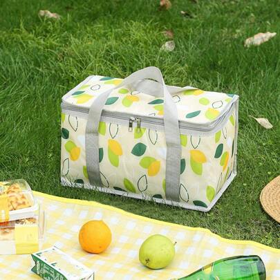 1pc Large Insulated Picnic Tote Bag - Heavy-Duty Thermal Cooler With Sturdy Handles |Easy-To-Clean, Portable For Camping, Beach, Parties, Family Gatherings - Vibrant Design For Drinks, Snacks, Essentials, Party Supplies,Multi-Purpose Outdoor Travel & Camping Storage Basket With Durable Fabric