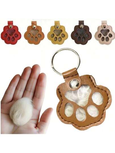 1pc Pet Hair Keepsake Leather Pouch, Multipurpose Portable Keychain, Suitable For Cats & Dogs, Pet Memorial Hair Storage Box