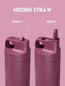 18oz Stainless Steel Insulated Water Bottle, Leakproof Portable Travel Mug with Straw for Hot and Cold Beverages for School, Gym, Office, and Outdoor Multiple Occasions - 紫色 - 查看 4