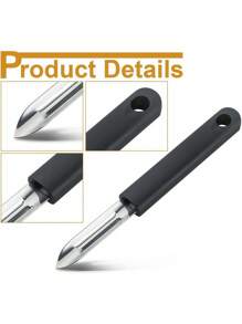 1/2 piezas Pelador de cocina, Pelador, Pelador, Cuchillo de cocina, Cuchillo de cocina, Cuchillo para verduras de acero inoxidable y plástico, color plateado y negro, 17.5 cm x 1.5 cm