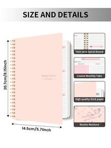 Trees Weekly Planner Notebook Undated Daily Schedule Agenda Sprial Goals Planner With Habit Tracker For Women Teacher Appreciation Gifts - Pink - View 5