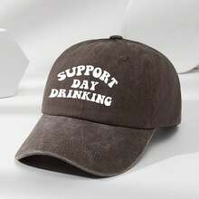 1 Piece MAKEFGE Casual Polyester Baseball Cap, Soft Non-Stretch Fabric, Letter Pattern, Hand Washable, Supports Japanese Drinking Style Washing Cap, Suitable For Outdoor Sports And Sun Protection - Burgundy - Xem 7