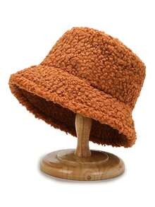 1pc New Arrival Winter Furry Hat For Women, Autumn/Winter European & American Fashion Warm Solid Color Mongolian Thick Beanie Cap Versatile - Multicolor - View 18