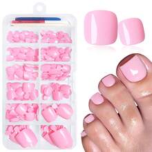 100pc Press On Toenails Women Fake Toe Nails With Glue Adhesive Tabs, Pink Fake Toenails Press On Nails Toe Acrylic Nail Tips Short Square False Toenails Artificial Toe Nails Press Ons - Màu tím hoa cà - Xem 4