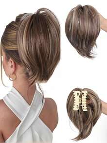 Extensiones de cabello postizo rizado y desordenado con moño elástico, extensiones de cabello para mujeres, cobertura para cola de caballo, pinza para cola de caballo corta de múltiples colores, accesorios de moda para el cabello, pinzas para el cabello, accesorios de otoño, pinzas para el cabello de invierno, accesorios para atuendos de vacaciones, accesorios de verano para la playa - Multicolor - Ver 10