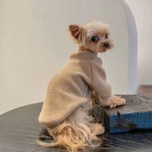 冬季宠物毛衣，适合狗狗、猫咪、布偶猫、斯芬克斯猫、德文卷毛猫、中小型宠物的保暖衣服，室内服装 - 杏色 - 查看 8