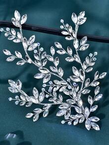 1件时尚闪亮水晶新娘婚礼发饰，优雅公主金属头饰，适合婚礼、生日和特殊场合，圣诞节、感恩节女士头巾冬季发带保暖头巾 - 銀色 - 查看 8