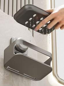 2/1pc吸盘香皂盒壁挂式肥皂盒收纳架免打孔家用浴室卫生间墙壁排水收纳