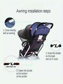 1pc Large Size High Landscape Baby Stroller Sunshade Accessories, UV Resistant Sunshade Cover, Two-Way Car Light Blocking Universal