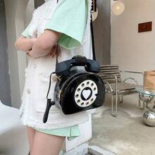 Special-Shaped Bag European And American Fashion Ideas Cute And Funny Personality Simulation Telephone Messenger Bag - 黑色 - 查看 3