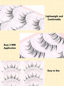 5 Pairs Natural & Fluffy 5D Faux Mink Eyelashes, Soft & Voluminous, Suitable For Natural Daily Makeup, Handmade Cat Eye False Eyelashes With Faux Mink Appearance
