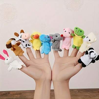 10pcs Colorful Wooden Finger Puppets Set - For Teens Interaction, Party Supplies, Birthday Gifts