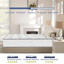 140x190cm Double Mattress, 28cm High, Hybrid Memory Foam Mattress With Pocket Springs, Pressure Relief - White - View 3